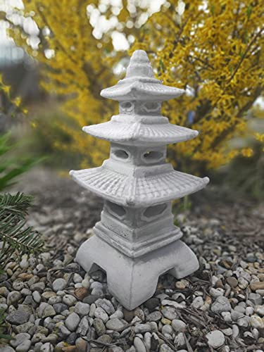 Japanese style lantern, three eaves pagoda made of cast stone, garden ornament