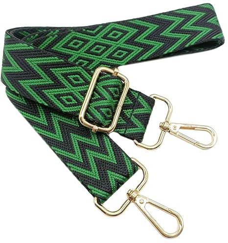 Verstellbarer Schultergurt Tasche Grün, Taschengurte zum Wechseln, Taschengurt Breit mit Karabiner Gold, 80-130 cm Tragegurt Tasche für Damen Schulterriemen, Moderne Handtasche, 3.8cm, 704