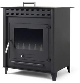 Estufa de leña pequeña modelo B 12.6 Kw | Chimenea rustica de leña | Estufa de leña clásica para salón salida de humos trasera