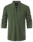 Kvruhuiy Herren Leinenhemd Baumwolle Langarmhemd Schottisches Ghilliehemd Mittelalterlich Vintage Kostüm Armeegrün XXL