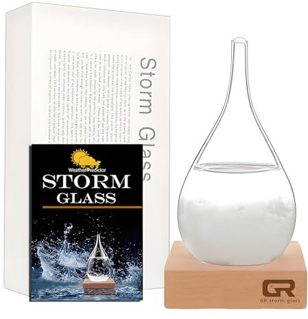 Storm Glass Weather Forecast Bottle - Snow Globes Barometer,Cloud Storm Weather Station,Decorative Weather Predictor, Home and Office Decor, Unique Gift Idea (Small)