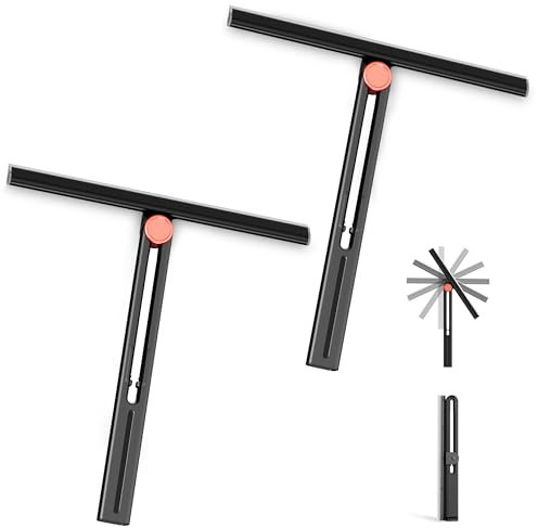 DALIPER Upgraded Shower Squeegee for Glass Doors 2-Pack, 360° Rotating Bathroom Squeegee for Shower Glass Door, Mirror, Tile, Kitchen - Glass Shower Door Squeegee