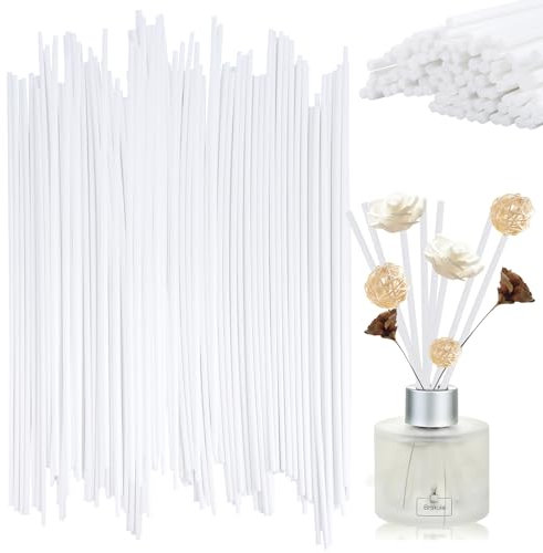 WDZGX Bastoncini per Diffusori 40 cm x 4 mm 100Pcs Bianco Profumatore Ambiente Bastoncini Diffusore Nasoterapia Profumo per Camera Spa Casa e Ufficio Dispenser di Fragranza