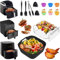 Accessori Friggitrice ad Aria per COSORI 5,5 Litri, Philips Airfryer Serie 2000 6,2 Litri, Ninja Max Pro 6,2L - 19Pcs Accessori per Friggitrice ad Aria Stampo Silicone, Grill Rack, Stampo per Torta