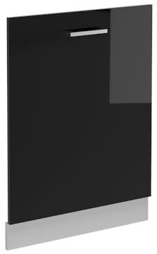 Vicco Façade de Lave-Vaisselle R-Line, Noir Haute Brillance, 60cm | Pour lave-vaisselle tout intégrable de 60 cm · Sans plan de travail · Adapté à la façade de cuisine · Librement combinable