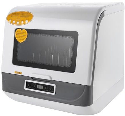 Tischgeschirrspüler Mini Geschirrspüler mit 3 Waschmodi 55-65℃/30-50min, Spülmaschine Arbeitsplatten-Geschirrspüler Tragbarer Dishwasher Freistehend Tischgeschirrspüler für Kleine Küche (Weiß)