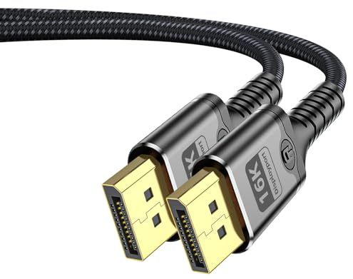 Herfair 16K DisplayPort Cable 2.1, DP Male to Male Wire 16K@60Hz,8K@60Hz, 4K@144Hz, 2K@240Hz HBR3 Support 48Gbps,HDR,HDCP 2.2,FreeSync G-Sync,Braided Display Port for Gaming Monitor, Graphics, PC (1M)