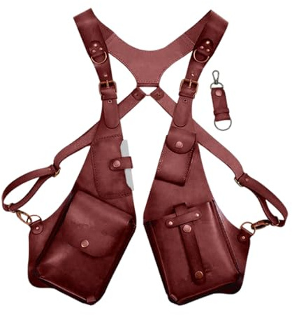 Générique Sac sous Arme en Cuir PU - Poche de Portefeuille Holster Double Holster en Cuir Vintage - Portefeuille de téléphonie antivol caché réglable