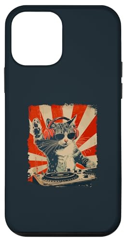 Custodia per iPhone 12 mini Divertente DJ Cat Disco Sound Tech Cuffia Musica