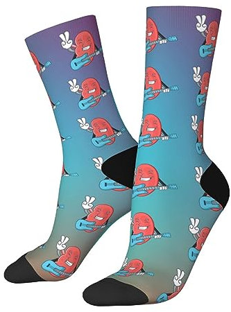 SARA NELL Men & Women Classics Crew Socks Kidney with Guitar Cartoon Style Thick Warm Cotton Crew Winter Socks Personalized Gift Socks