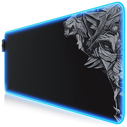 TITANWOLF LED Alfombrilla para ratón XXL Gaming Mouse Pad 800x300 mm RGB Multicolor 7 Colores, 4 Modos de Efectos, Mejora la precisión y la Velocidad, Superficie Inferior de Goma