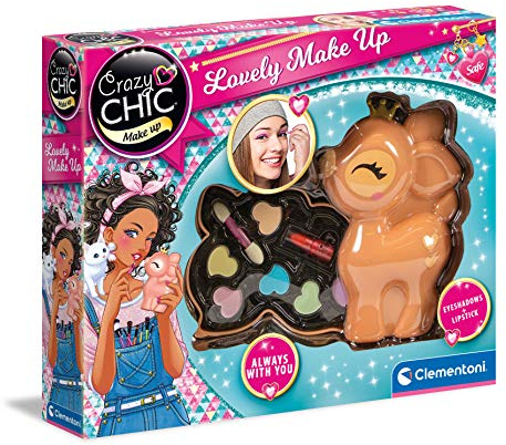 Clementoni Crazy Chic - Lovely Make Up Cerbiatto, Cofanetto Trucchi Bambine 6+ Anni, Trousse Portatile con Set Cosmetici Sicuri per Bambine, Idea Regalo Collezionabile, 18631