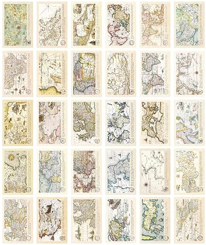 ZPPLD Set 30 Postkarten, Vintage Postkarten set,Vintage Postkartenmaterial Papier Set,Old Memory Brief Noten Postkarten,Reise-Postkarte,Cruise the Earth