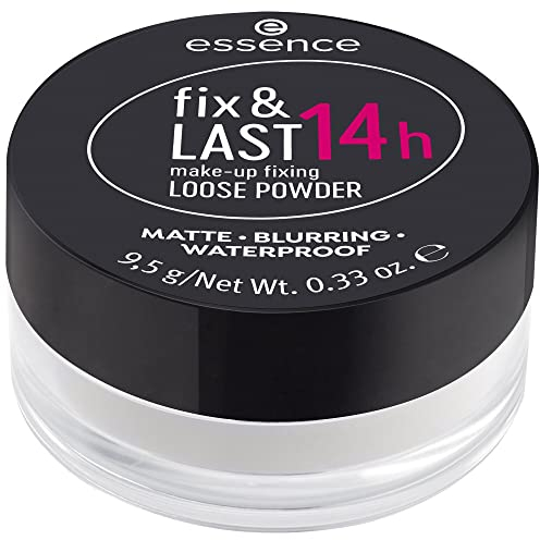 essence fix & LAST 14h make-up fixing LOOSE POWDER, Transparent, langanhaltend, fixierend, glanzabsorbierend, matt, vegan, ölfrei, wasserfest, ohne Parfüm, 1er Pack (9.5g)