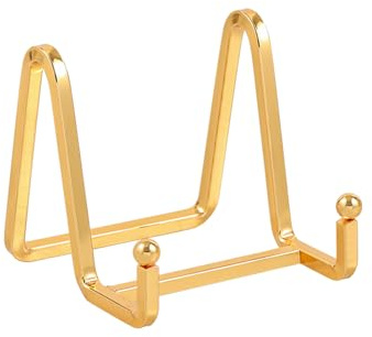 Plate Holder Easel Display Stand - 3 inch Metal Plate Stands for Display - Tabletop Picture Stand - Gold Iron Easels for Display Pictures | Photo Frames | Book | Decorative Plates | Plaque - 2 Pack