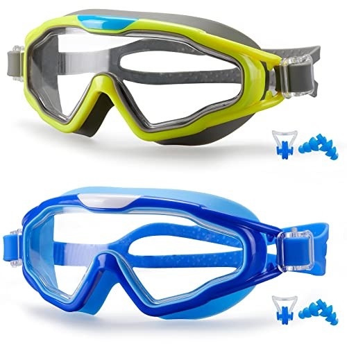 SixYard Lot de 2 Lunettes de Natation, Lunettes Plongée Enfant, Lunettes de Bain pour Enfants de 3 à 15 ans, sans Fuite, Anti-buée, Protection Complète pour Garçons et Filles, Tout-petits (Style 3)