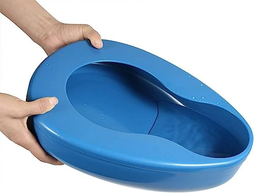 Bassin de lit pour paralysie et personnes alitées – Grands poêles stables – Bassin de lit lisse lavable pour homme et femme (bleu)