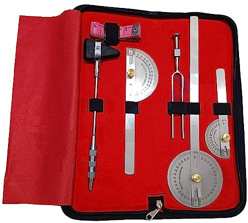Goniometer set fysioterapikit – set med 3 med stämgaffel 256 Hz och slagverk (rostfritt stål)