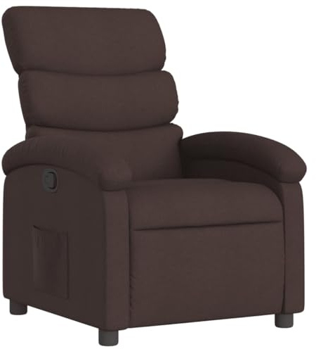 vidaXL Sillón Reclinable, Silla con Respaldo Reposabrazos, Sillón de Televisión Relax Descanso, Asiento para Salón Hogar, Tela Marrón Oscuro