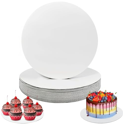 10 Stück Tortenboden aus Pappe,Wiederverwendbar Torten Pappe,20cm/8inch Tortenunterlage Pappe Rund,Premium Kuchenunterlage,Sicher Tortenteller Pappe,Tortenplatte Cake Board Pappe für Kuchen und Torten