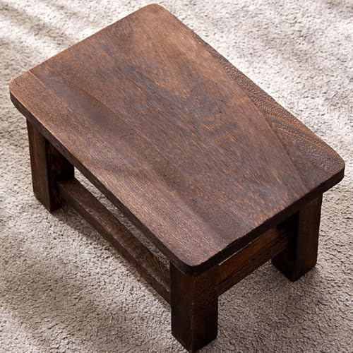 ZIJIREN Taburete de Madera Multifuncional - Mesa de Café, Banco Para Zapatos, Mesa de Plantas, Cambiador de Zapatos, Taburete Bajo de Madera Maciza