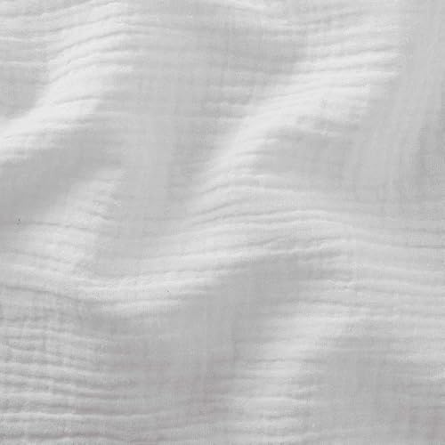 Tissus et Nappes Westeel - Double Gaze de Coton Unie - au Mètre - 24 Coloris Mousseline de Coton Tissu Hydrophile Pour Vêtements et Linge de Maison Légers et Doux (Blanc)