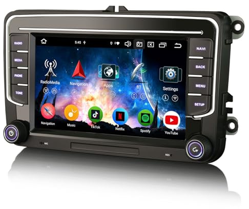 Erisin 8-kärna 4 GB 64 GB 7 tums Android 14 bilradio GPS navigering för VW Passat B6 Golf 5 Golf 6 Touran Tiguan Jetta T5 Skoda Seat Bluetooth CarPlay Android Auto WiFi 4G DSP DAB+ OBD2 OPS USB Canbus