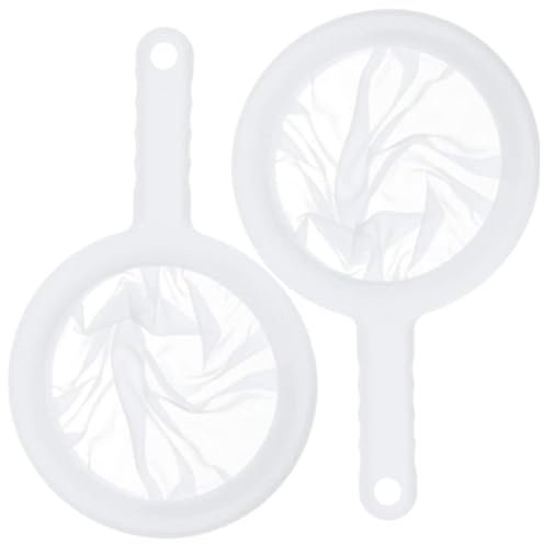 Fine Mesh Plastic Sieve 2 Pcs Set With Muslin and Cheese Cloths for Straining Cooking, Coffee, Tea, Juice, Milk, Honey, Fried Food (100Mesh, 200Mesh)