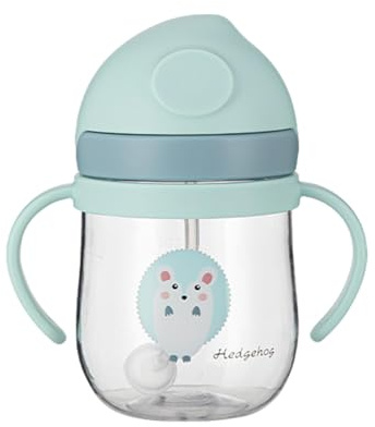 Vaso para aprender a beber para niños - Taza con pico con asas y peso | Taza de leche de 250 ml, botella antiasfixia con diseño de dibujos animados, taza portátil para bebé, para el hogar, la cena y