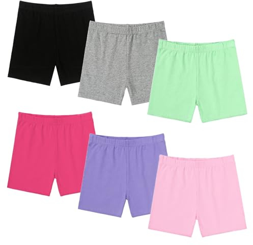 Jeayita Radlerhose Kinder Mädchen Kurze Hose Mädchen Kurze Hosen Shorts Turnhose Sportleggings Baumwolle Kurz 6 Paar