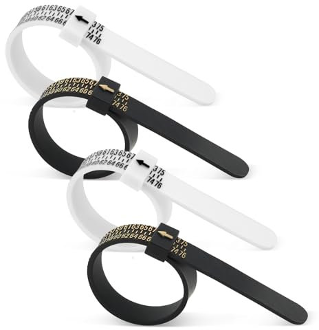 4 Stück Ringgrößenmesser，Ringmaßband，Ringmaß Ringmesser，Ringstock Ringgrössenmesser für die Messung der Fingergröße，Fingerumfang
