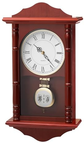 VEVOR Grandfather Vintage Wall Clock, 18 in Wooden Wall Clock with Pendulum Pine Wood & MDF Wall Clocks with Quartz Movement Quiet for Living Room Bedroom Home Decor Gift