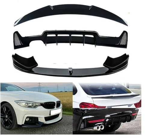 LYJstore FRONTLÄPP BAK SPOILER DIFFUSER SVART Kompatibel for bmw F36 4 SERIES BODY KIT -Biltilldelning