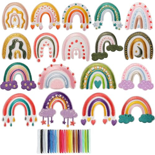 LUKlUP Patch Thermocollant Vetement Arc-en-ciel, Fil à Coudre Coloré pour Vêtements,Chapeaux,Jeans, T-Shirt, Sac à Dos DIY, Réparation et Décoration