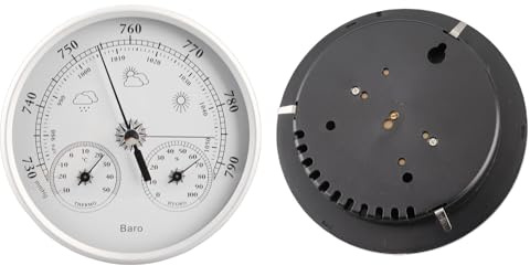 YWBL-WH 5,12 Tum Barometer Termometer Hygrometer, 3 i 1 Väderstation med Ram Av Aluminiumlegering, för Hemmakontor Fiskebåt Baby Room