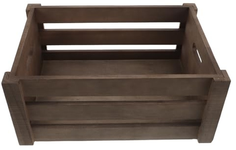 IDEANATEGRATE Boîte de Rangement Vintage en Bois pour Vinyles 35x25x15 Cm, Organiseur de Fichiers Album Vintage, Présentoir à Disques avec Grosse Capacité pour Bureau et Maison