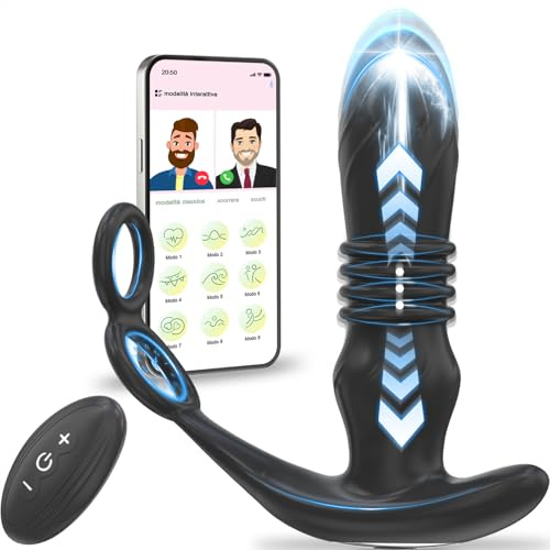 Vibratoreper Uomo Dildo Anale Prostata con Anello per Pene, 3 in1 Plug Anale-dilatatore Uomo Donna Massaggiatore Prostatico 9 Modalità Sexytoys Uomo Sex Toys Sessuali per Uomini Plug Anale Vibrante