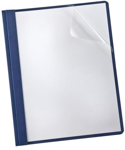 Oxford Linen Clear Front Report Cover, Navy, Letter Size, 5 per Pack, (50443)