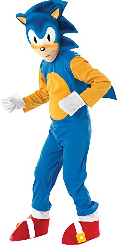 Rubies Costume Sonic Classico per bambini, tuta con copriscarpe, maschera e guanti bianchi. Sega ufficiale, per Carnevale, Natale, Compleanni, Feste e Halloween.