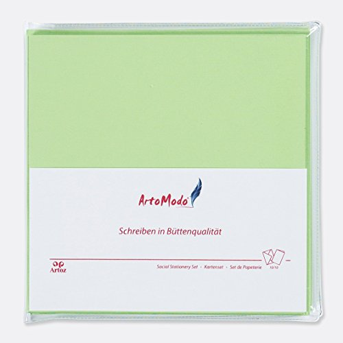 Artoz Set DIN LANG – 10 x fällkort och 10 st. kuvert från serien Artoz 1001 sammansatt i setet ArtoModo innehåller praktiskt förvaringsfodral av stabil plast – format: 220 x 210 mm Format: Quadratisch (160 x 160 mm) 305 – björkgrön