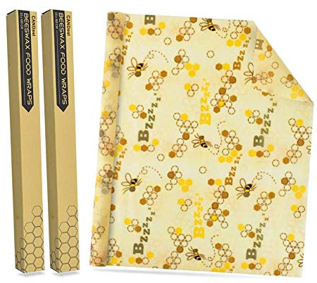 CANDeal 2 Rolls Beeswax Food Wrap, Reusable Beeswax Wraps Roll 1 Metre (13×39) Organic Food Storage Nature Beeswax Wrap for Sandwich,Bread,Cheese,Fruit Eco Friendly