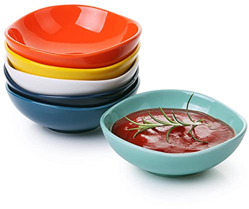BTaT- Dip-Schüsseln, 142 ml, 6 Stück, bunte Schüsseln, Keramik-Dip-Schüsseln, Saucenschalen, kleine Schalen zum Eintauchen, Gewürzschalen, Ripple-Effekt-Schüssel, Keramik Saucenschale