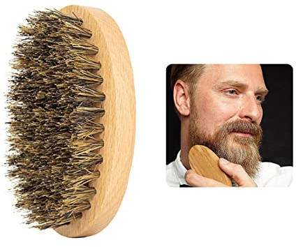 Bart Bürste, Bartbürsten für Männer, Bartbürste mit Wildschweinborsten, Taschen-Schnurrbart- und Bartbürste, Perfektes Bartpflegewerkzeug für Männer, für Männer Bart Styling, Pflege und Gestaltung