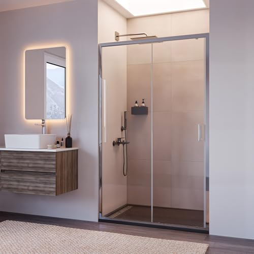 Porte de douche chromée anti-calcaire 1 porte coulissante h195 AGATA - 170