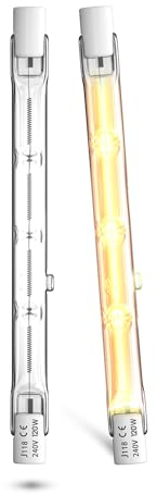Lamptobe R7S Halogen Leuchtmittel 118mm 120W 230V, 118mm R7S Halogenstab Warmweiß 2800K Dimmbar R7S Halogen Birne J118 Linear Halogenlampe für Stehleuchten und Landschaftsbeleuchtung, 2 Stück