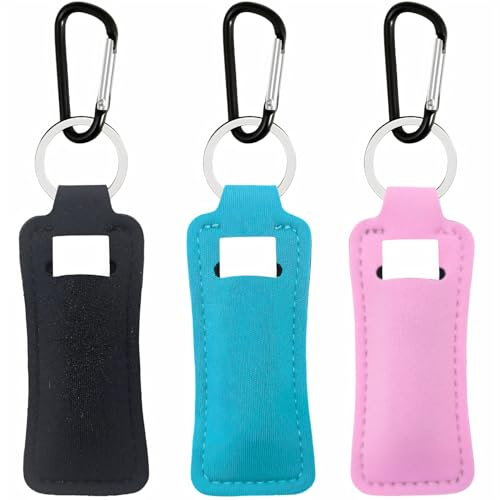KUKEANVO Chapsticks Holder Keychain for Lipstick, Lip Balm Keychain Holder with Clip, Stocking Stuffers for Women