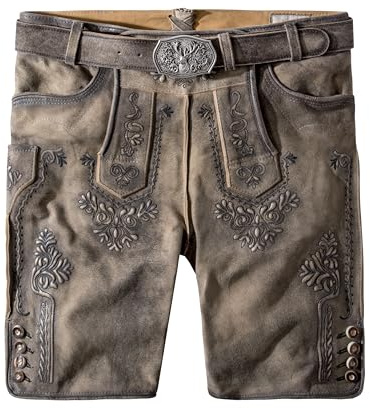 Stockerpoint Herren Lederhose Artur I Größe 44-60 I Bequeme Trachtenhose in edler Hirschoptik mit Gürtel I Aus 100% hochwertigem Wildbockleder I Perfekt für Trachten & Festlichkeiten