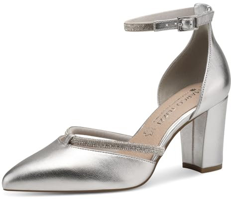 MARCO TOZZI by Guido Maria Kretschmer Damen Pumps mit Riemen mit Glitzerdetails Spitz, Silber (Silver), 40 EU