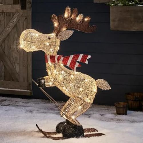Renne d'Extérieur Éclairé - Décoration de Noël Avec Lumières LED, Cerf Scintillant pour Cour, Pelouse, Patio, Porche, Intérieur et Extérieur