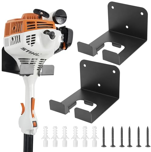 ITHWIU Weedeater Hanger, 2 Pack Weed Eater Hanger for Garage Wall-mounted Organizer Trimmer Rack Storage for Grass Trimmer, Hedge Trimmer, Garage Wall, Garden Tools, Black